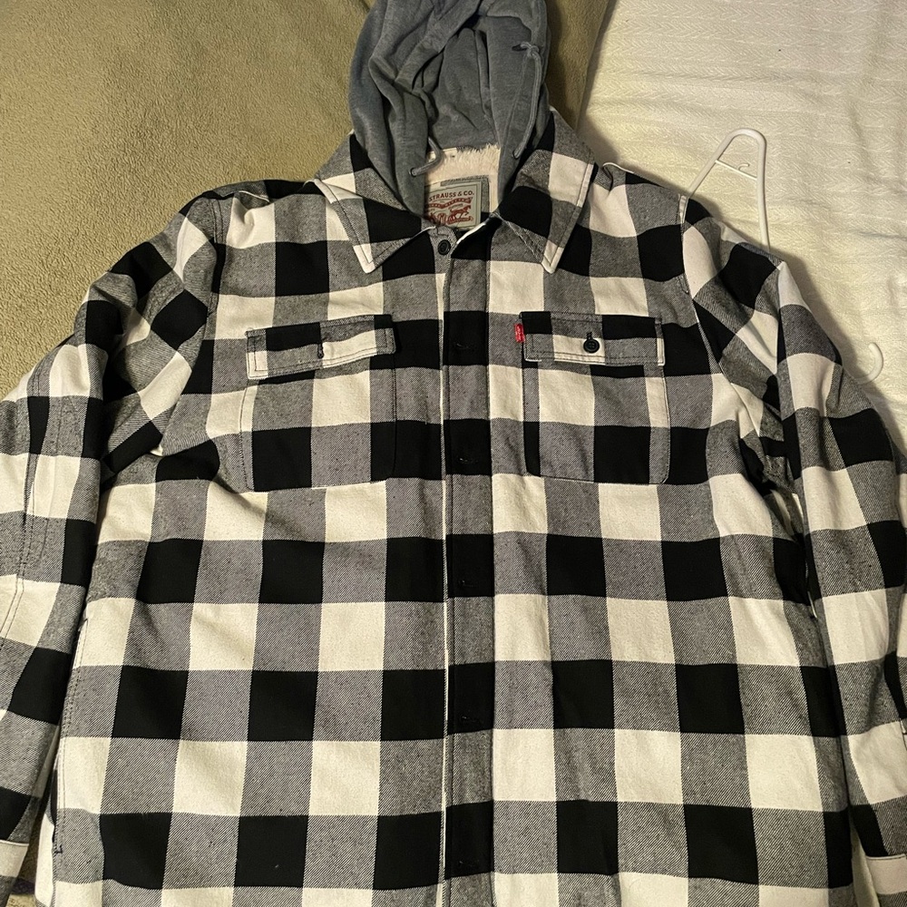 Levi's Checkered flannel Jacket with Soft sherpa lined Interior and hood